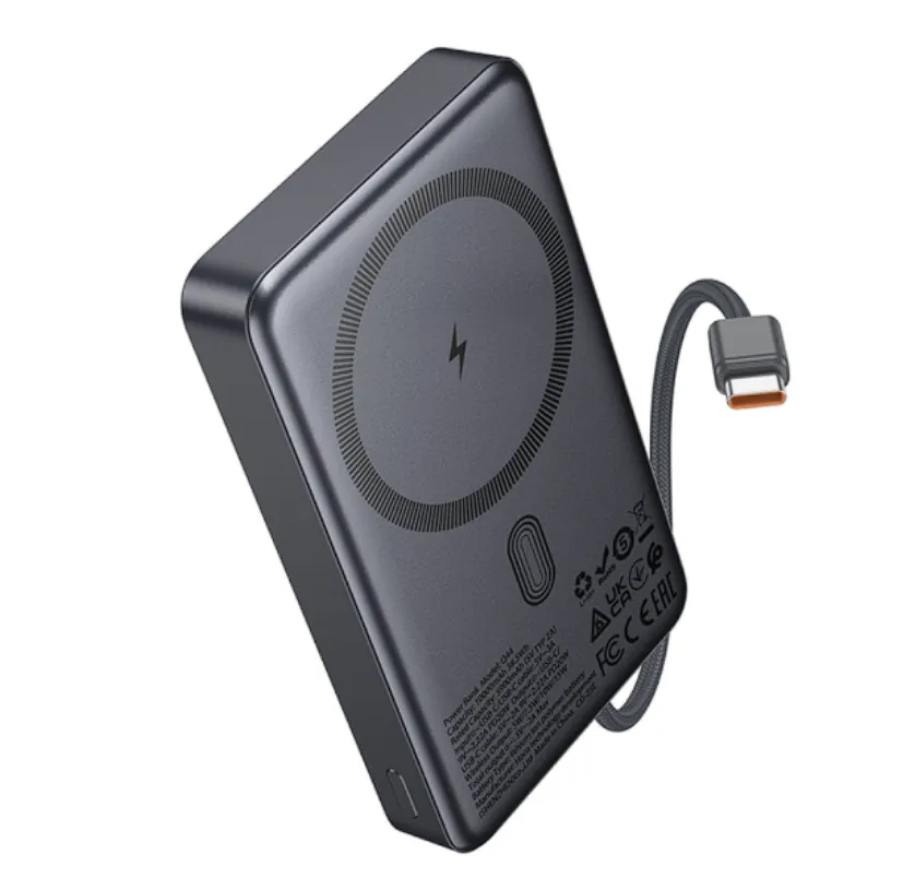HOCO Q44 | Power Bank Magnétique PD20W avec Câble Noir – 10 000 mAh