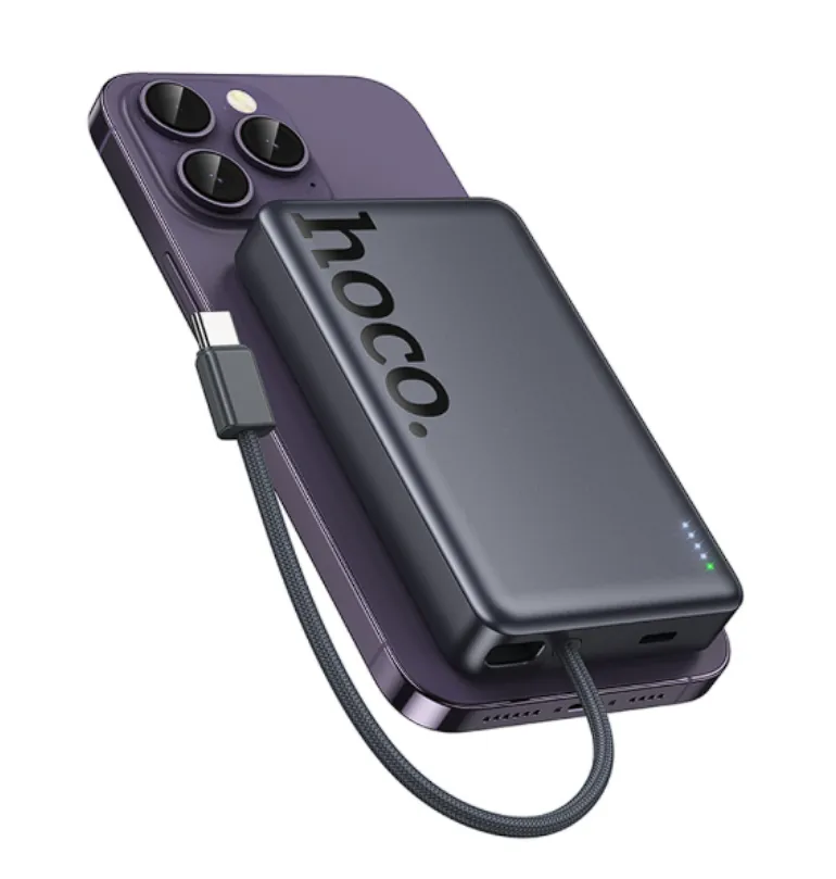 HOCO Q44 | Power Bank Magnétique PD20W avec Câble Noir – 10 000 mAh
