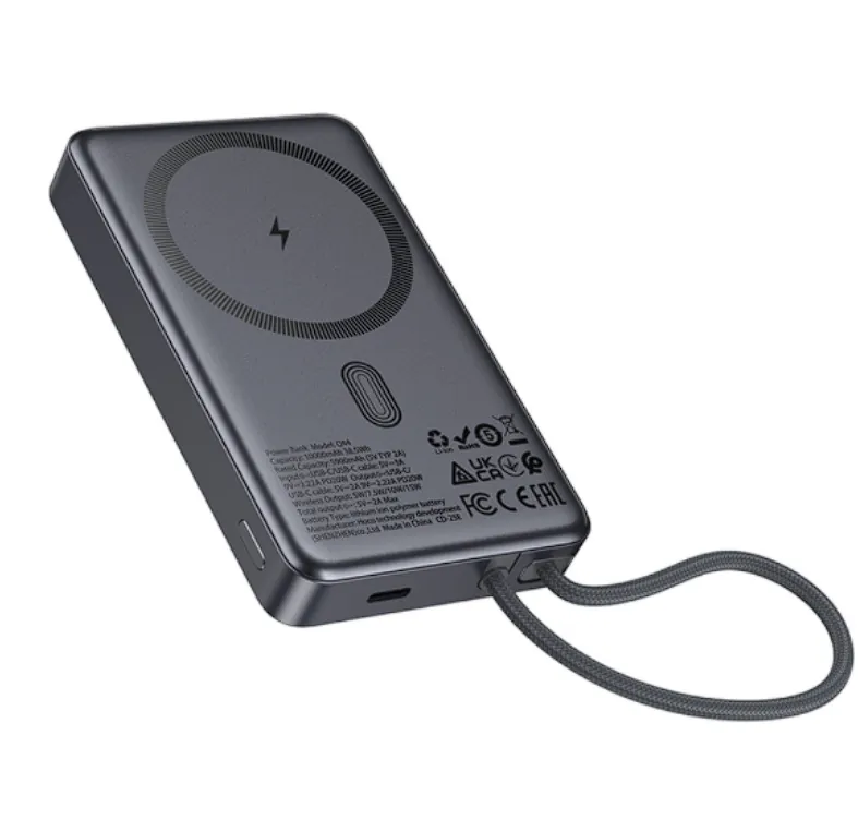 HOCO Q44 | Power Bank Magnétique PD20W avec Câble Noir – 10 000 mAh