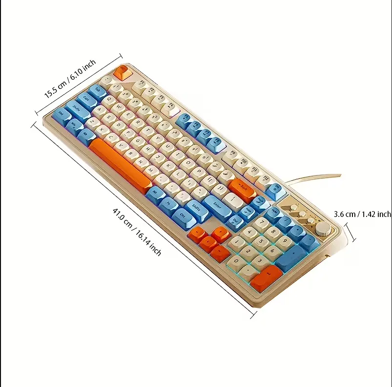 EWEADN Gaming Keyboard Wired-rainbow Backlit, Portable Black Keyboard Office-98 Keys