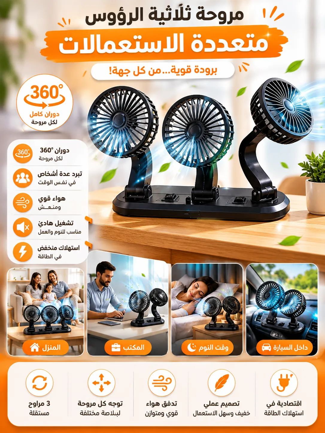 مروحة ثلاثية الرؤوس متعددة الاستعمالات