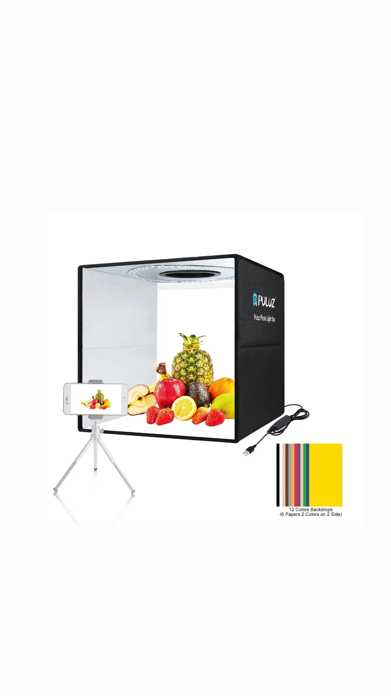 puluz 40cm foldable led ring light studio box صورة