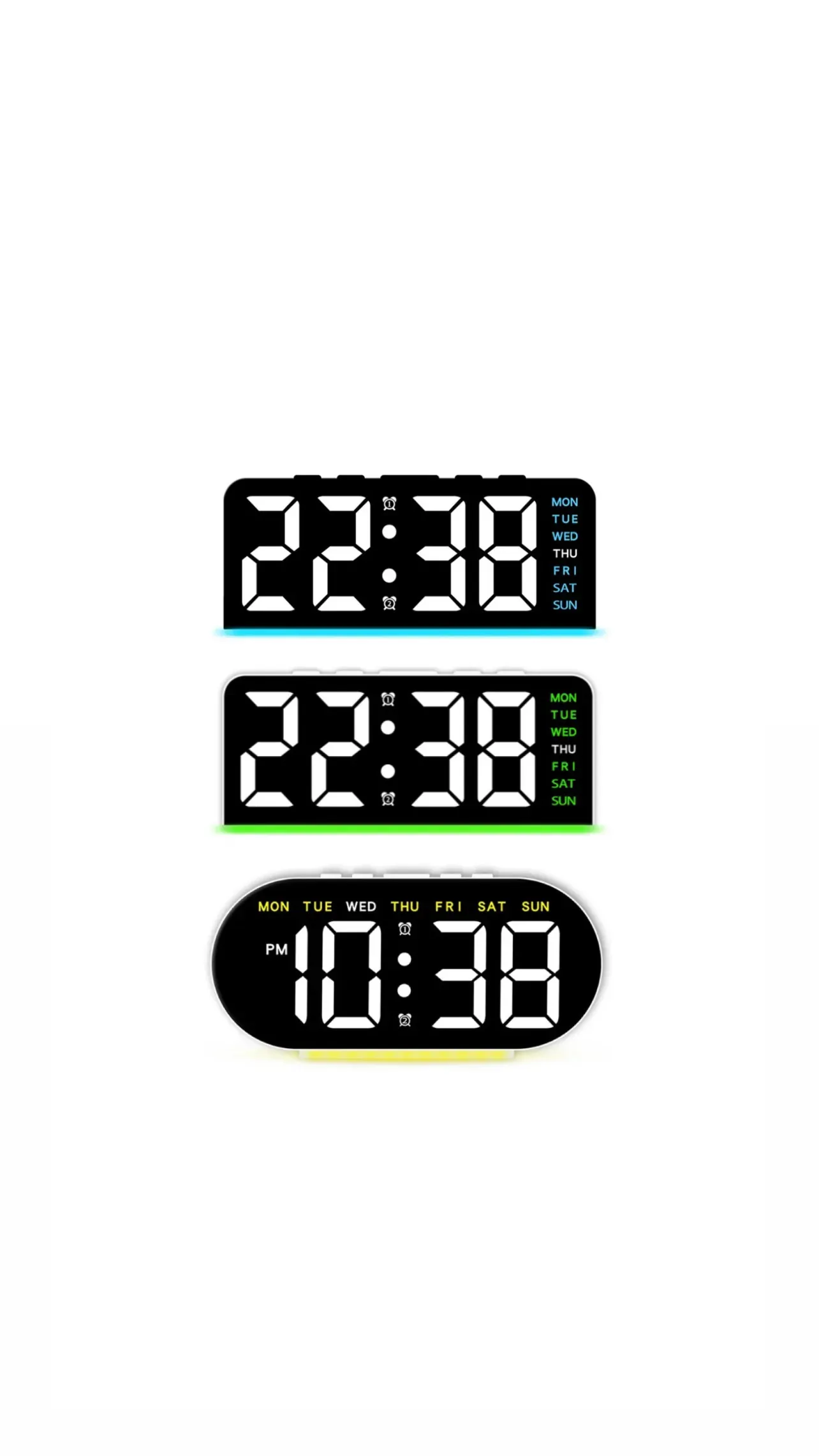LED Digital Clock with Dual Alarm, Date & Temperature Display صورة