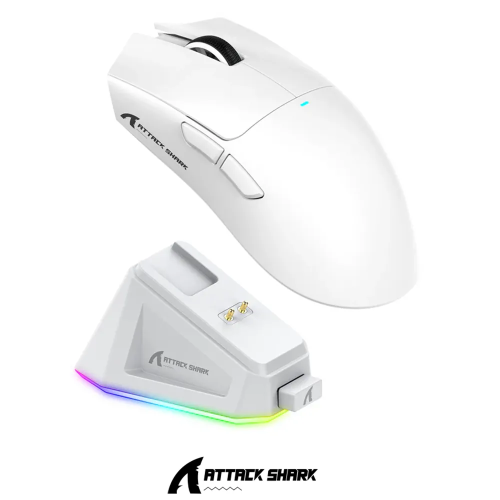 Mouse ATTACK SHARK X11, Magnetic Charging Dock BT/2.4G Wireless/Wired WHITE