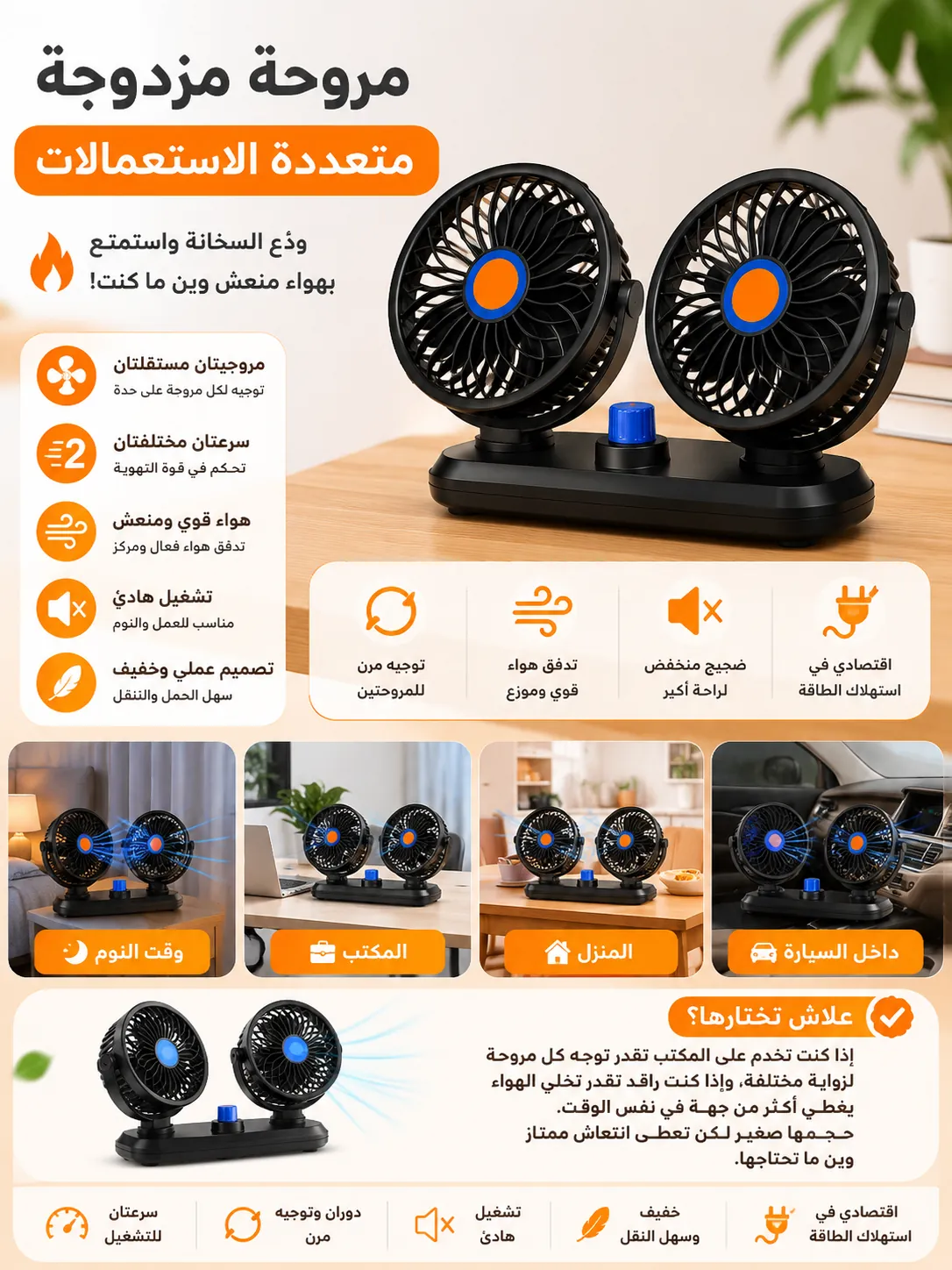 مروحة مزدوجة متعددة الاستعمالات