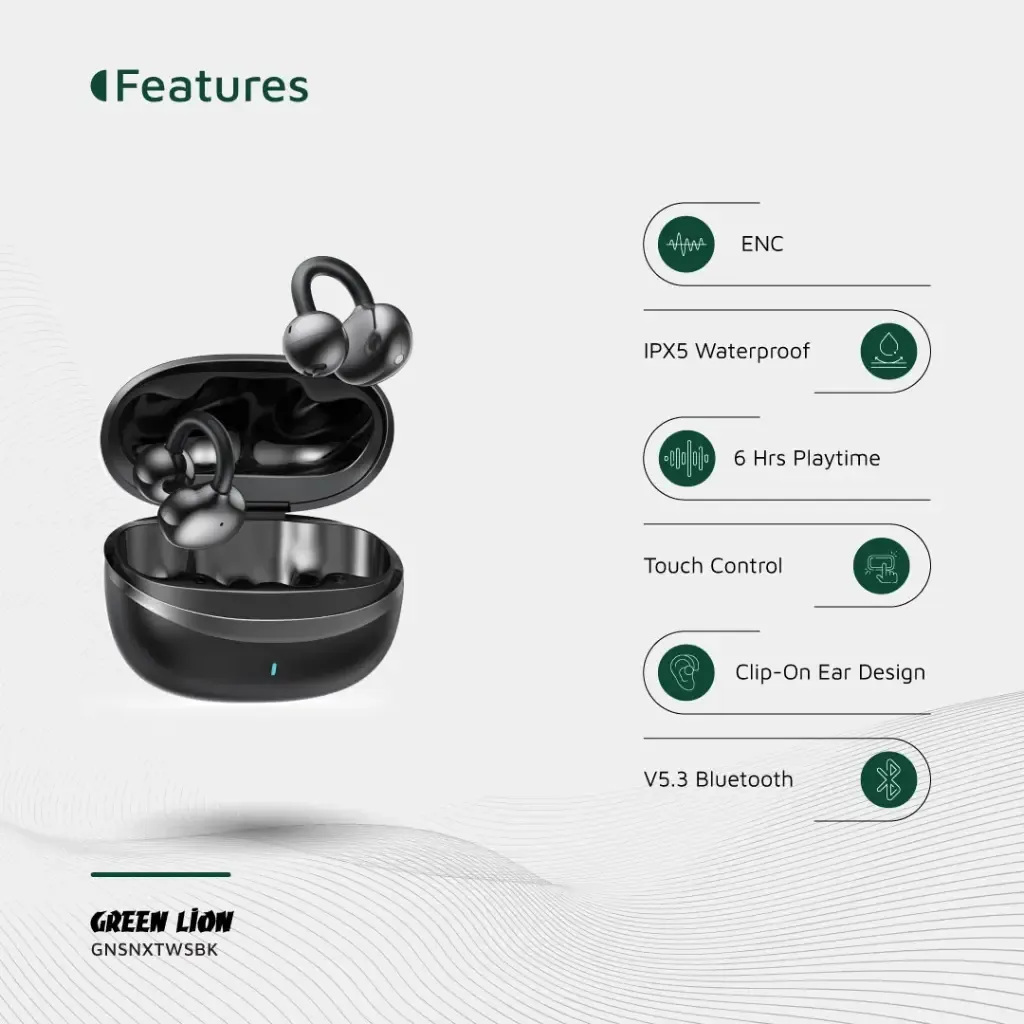 sonix clip on earbuds green lion