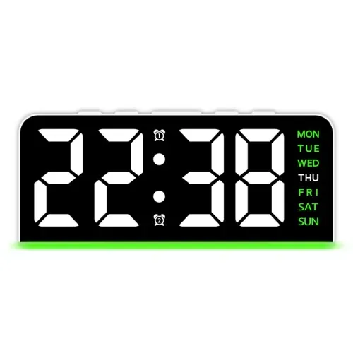LED Digital Clock with Dual Alarm, Date & Temperature Display