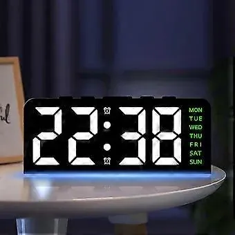 LED Digital Clock with Dual Alarm, Date & Temperature Display