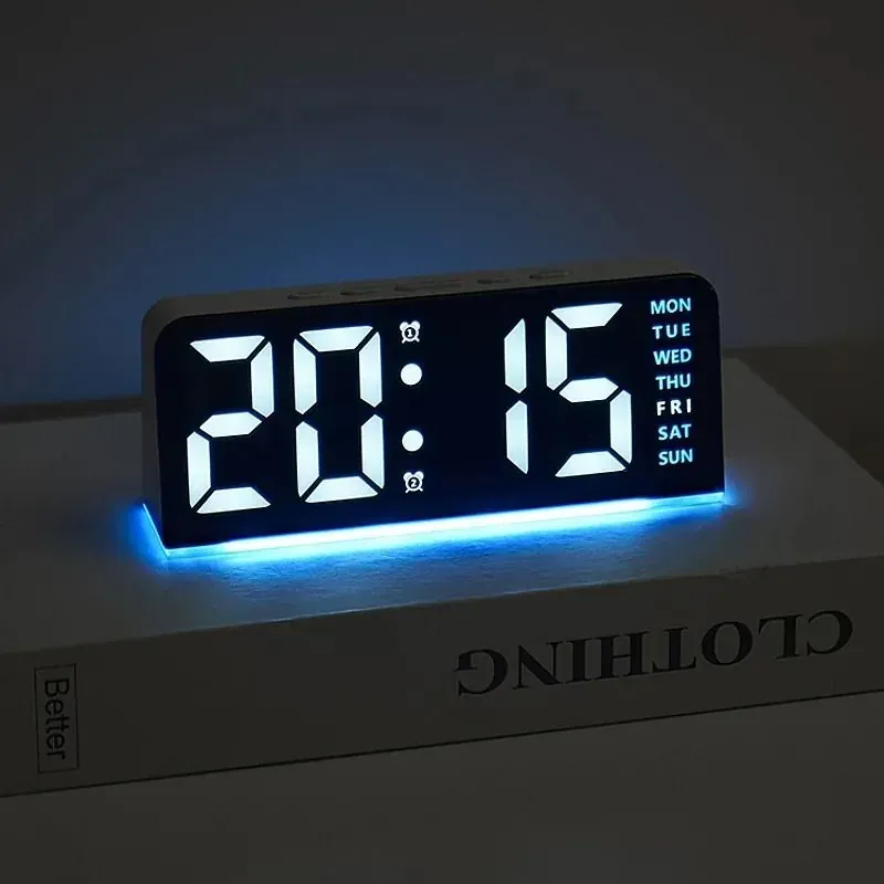 LED Digital Clock with Dual Alarm, Date & Temperature Display
