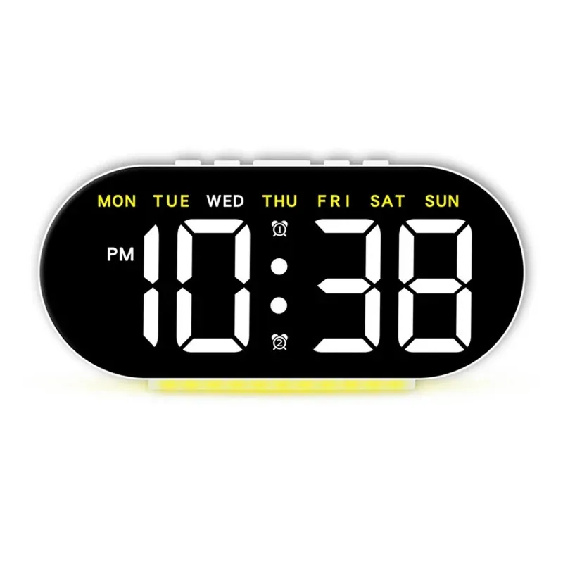 LED Digital Clock with Dual Alarm, Date & Temperature Display