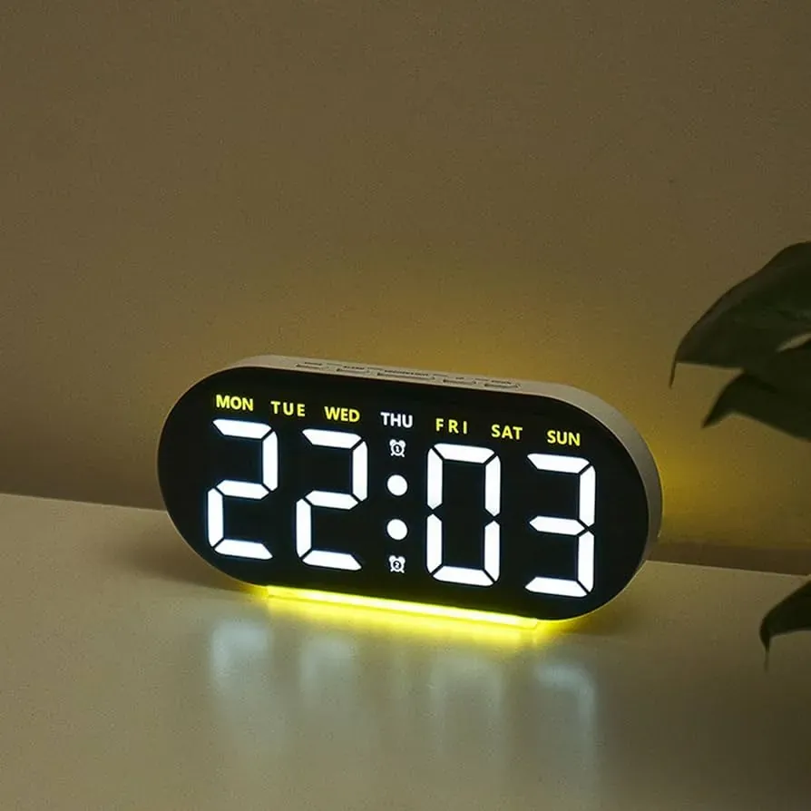 LED Digital Clock with Dual Alarm, Date & Temperature Display
