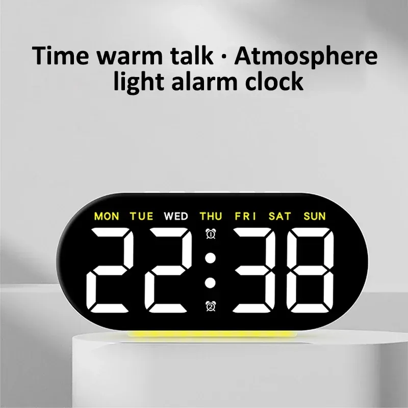 LED Digital Clock with Dual Alarm, Date & Temperature Display