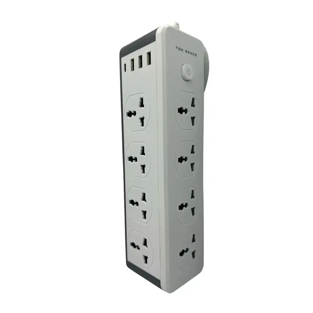 MULTIPRISE AVEC 8 PRISES, ALIMENTATION 3000W + 3 PORTS USB 3.0 ET UN PORT TYPE C – (TS-SOCKET02)