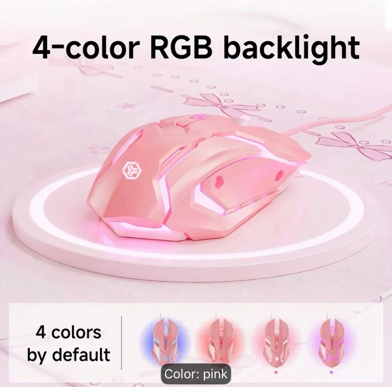 pink EWEADN Silent Wired Mouse, Great Tactile Feedback, Ergonomic Design