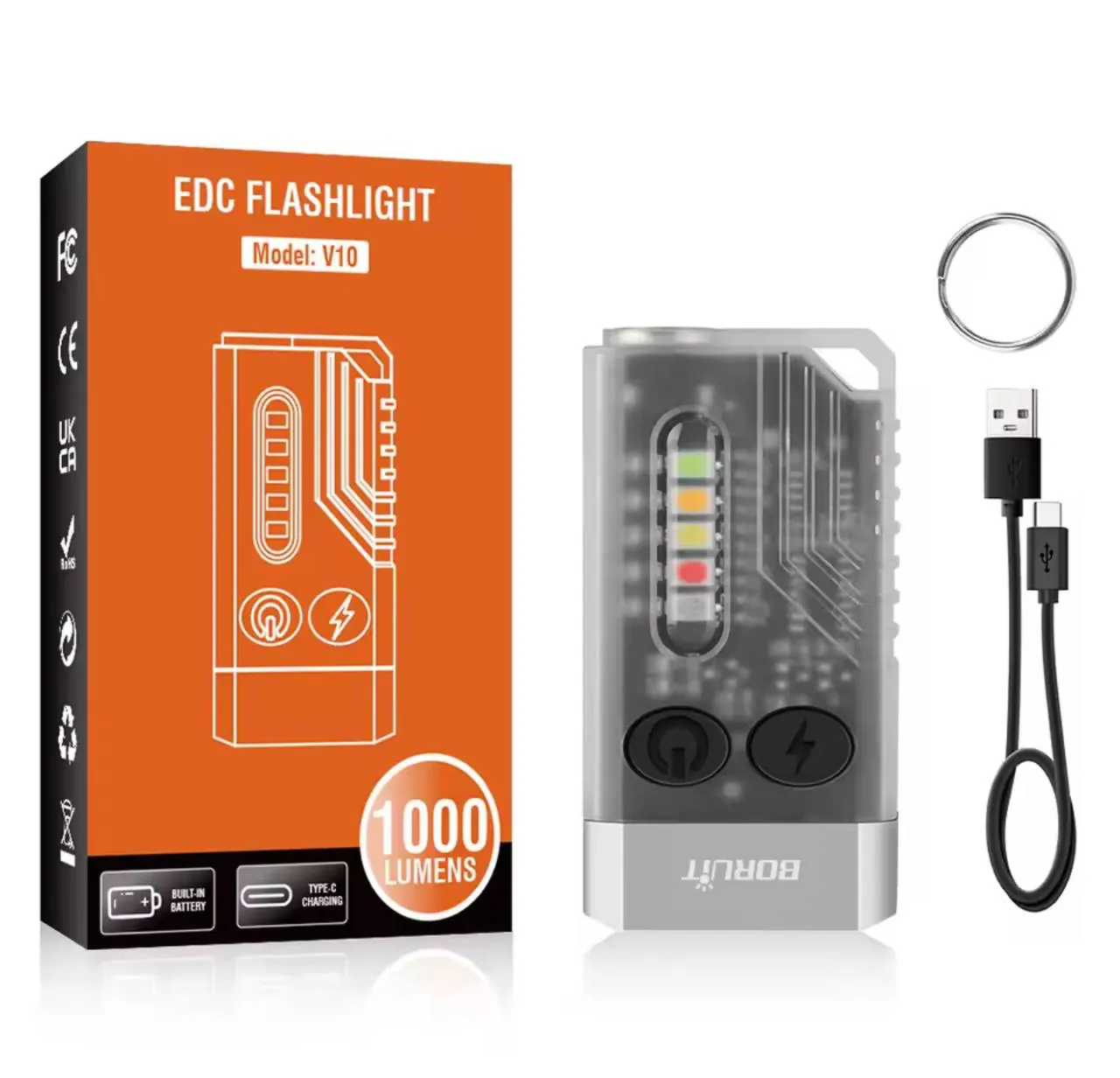 مصباح BORUiT V10 EDC متعدد الاستخدامات